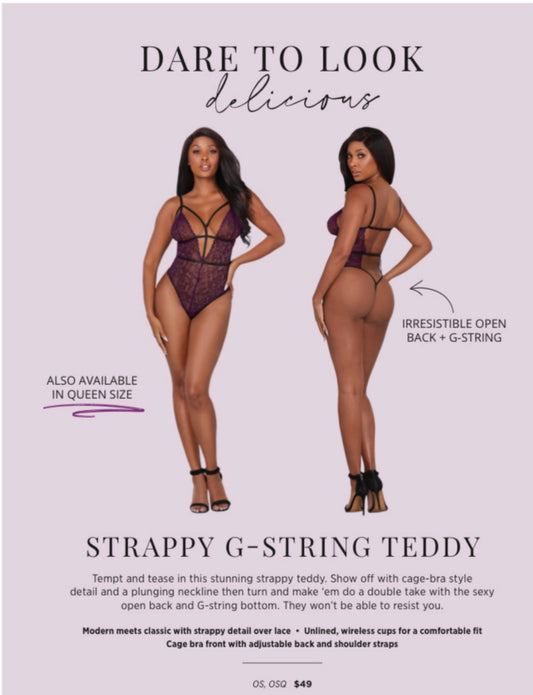 Strappy G-String Teddy - One Size Queen Only