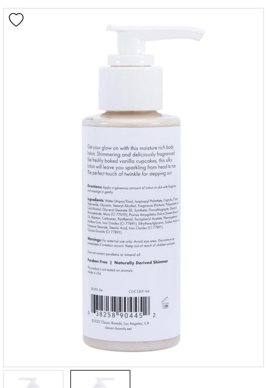 New! Glow Vanilla Cupcake Fragranced Shimmer Lotion - Gold