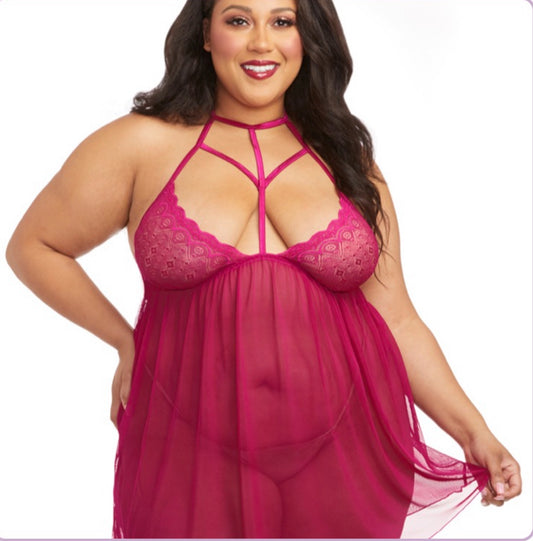 Strappy Lace & Mesh Babydoll - Linited Quantities